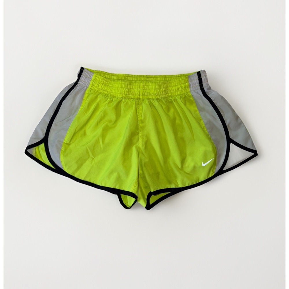 5/25 Nike Dri-Fit Womans Athletic Lined Running Shorts Size M Neon Yellow Pocket